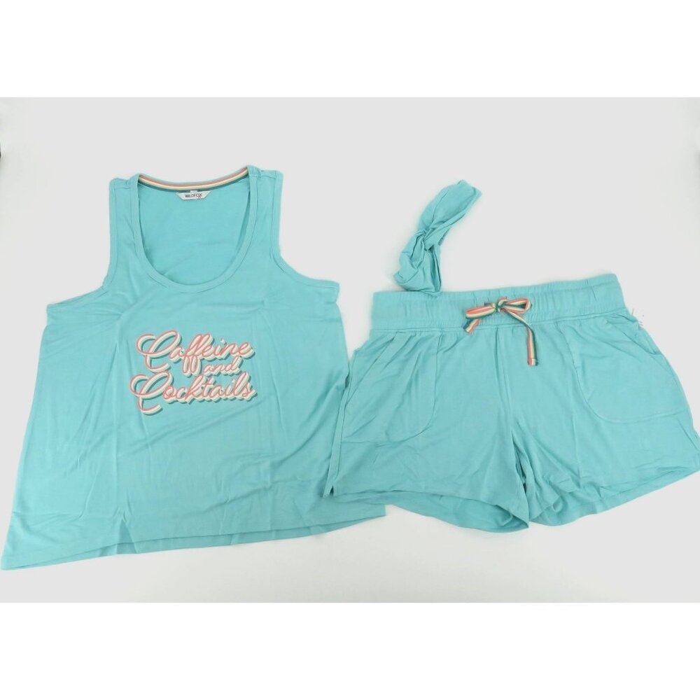 Wildfox 3Pc Lounge Set Tank Shorts Headband  Womens Mint Green Small NWT $136